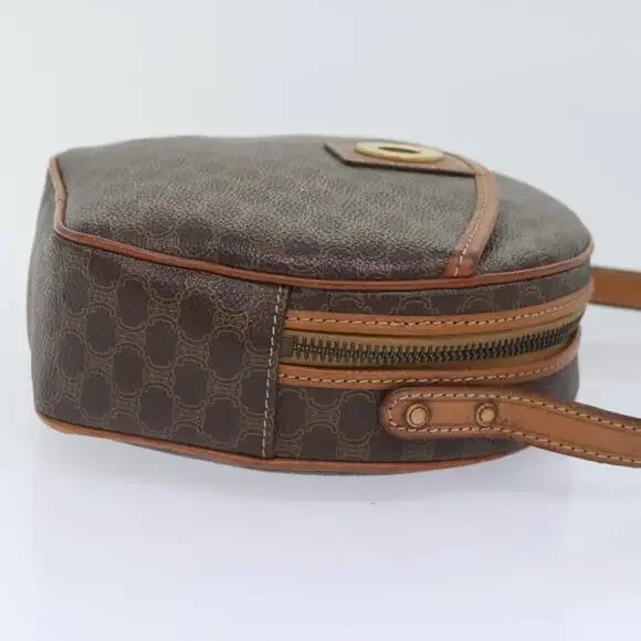 CELINE Macadam Canvas Shoulder Bag Pvc Leather Brown Gold - Picture 5 of 12